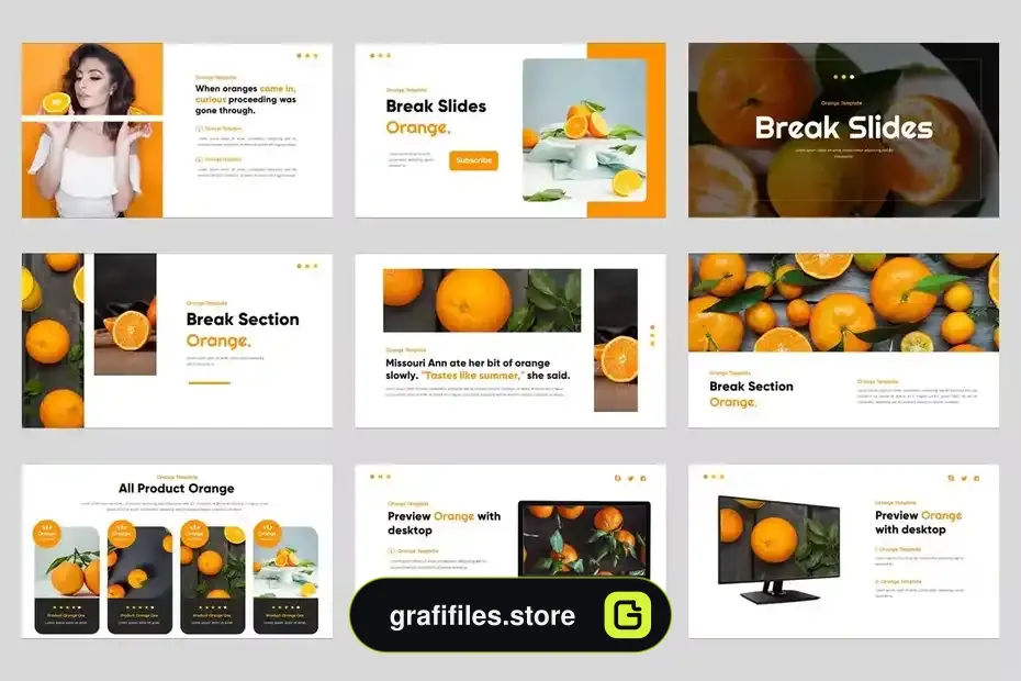 قالب پاورپوینت Orange Fruit Powerpoint Template - 9