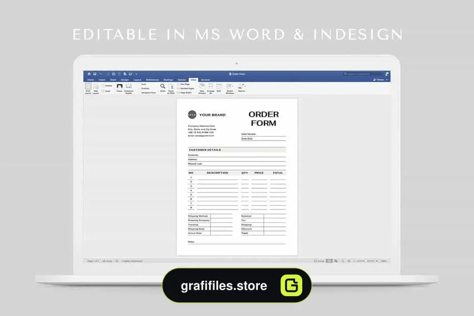 دانلود قالب آماده ورد فرم سفارش Order Form | MS Word & Indesign - 5 قالب آماده ورد فرم سفارش - 4