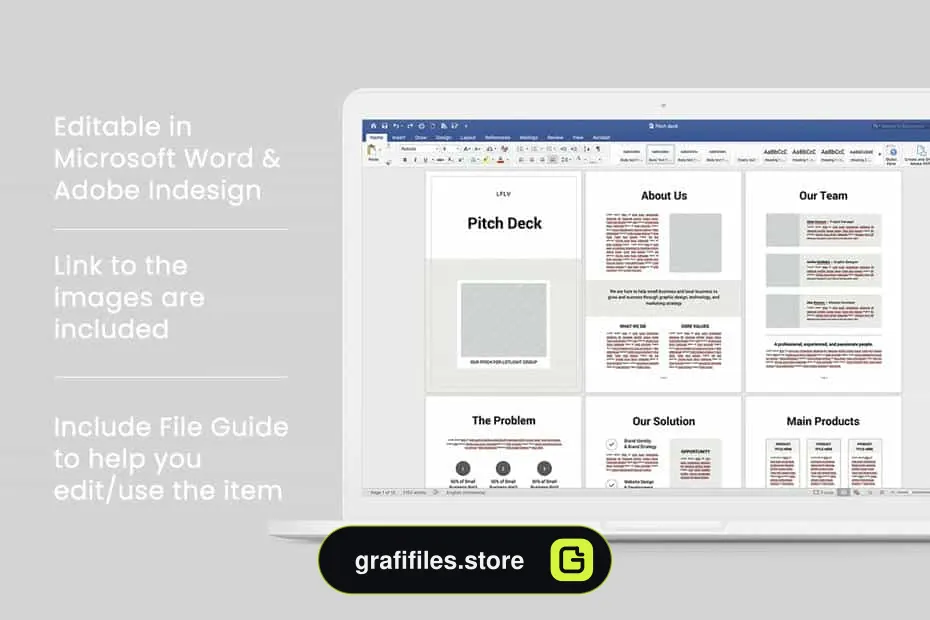 قالب آماده ورد Pitch Deck