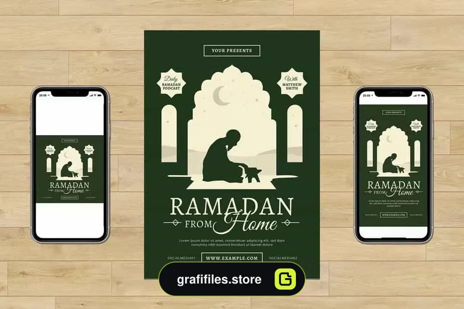 طرح لایه باز ست تراکت ماه رمضان