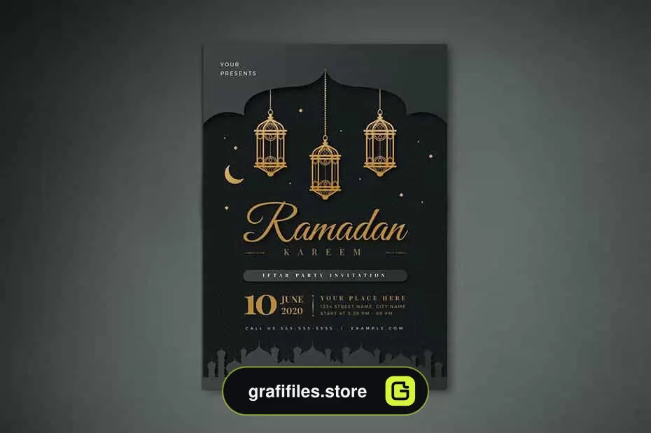 طرح لایه باز تراکت ضیافت افطار رمضان