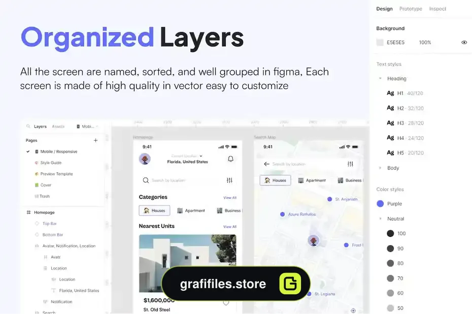 رابط کاربری اپلیکیشن مشاور املاک Real Estate Mobile App UI Kit 2 - 3