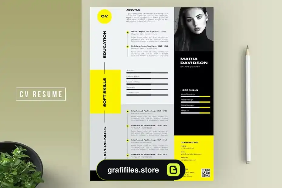 قالب ایندیزاین رزومه Resume / Word / Indesign 4 - 1