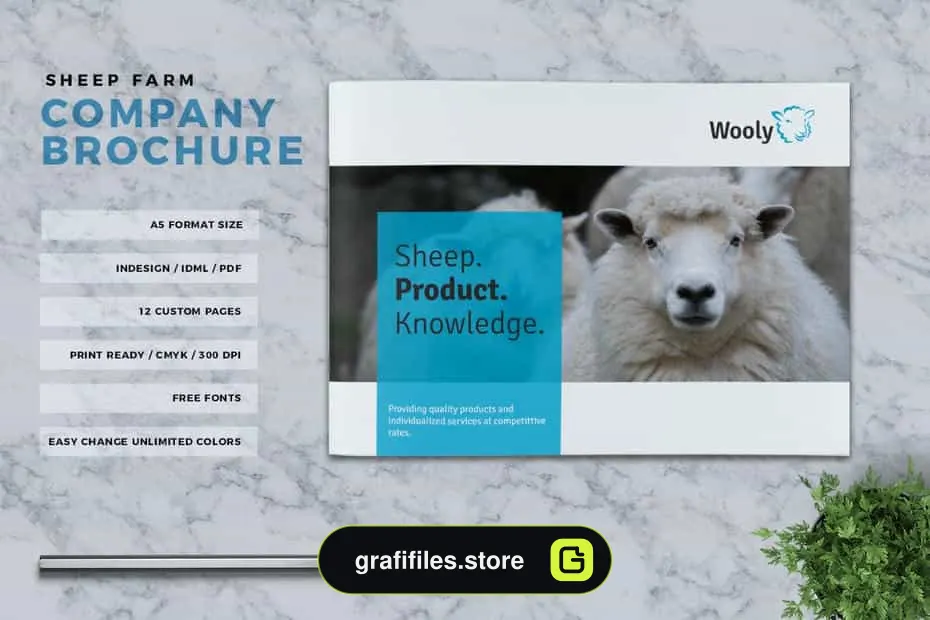 دانلود قالب ایندیزاین بروشور مزرعه گوسفند Sheep Farm Brochure A5 - 1 قالب ایندیزاین بروشور مزرعه گوسفند