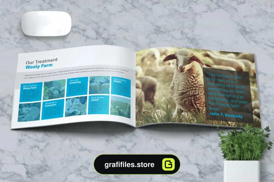 دانلود قالب ایندیزاین بروشور مزرعه گوسفند Sheep Farm Brochure A5 - 5 قالب ایندیزاین بروشور مزرعه گوسفند - 4
