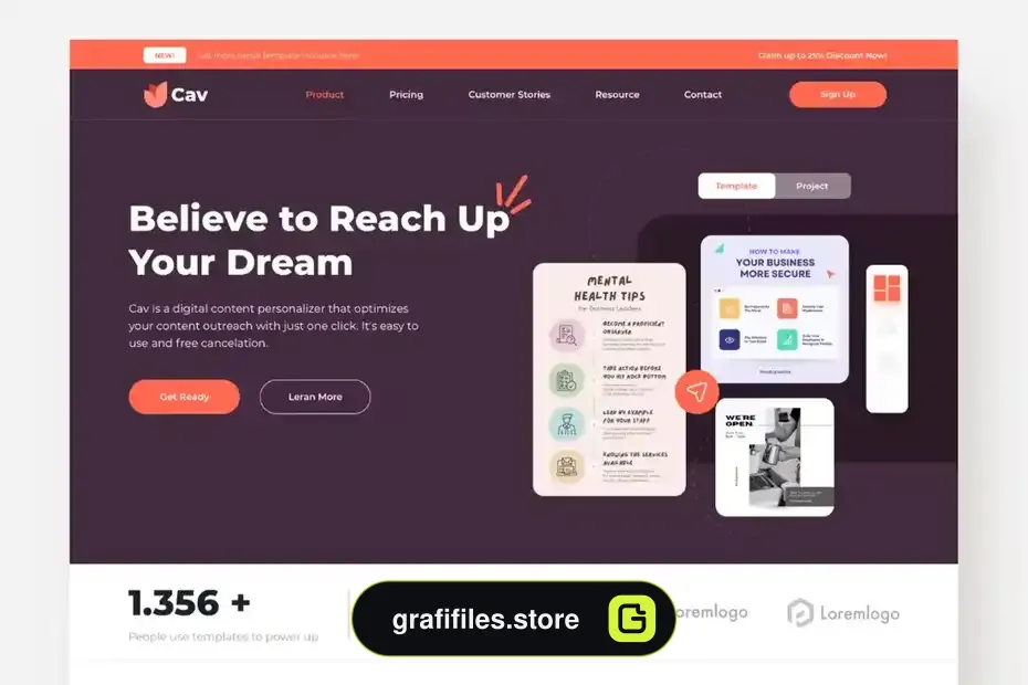 لندینگ پیج Template Canva Landing Page - 1