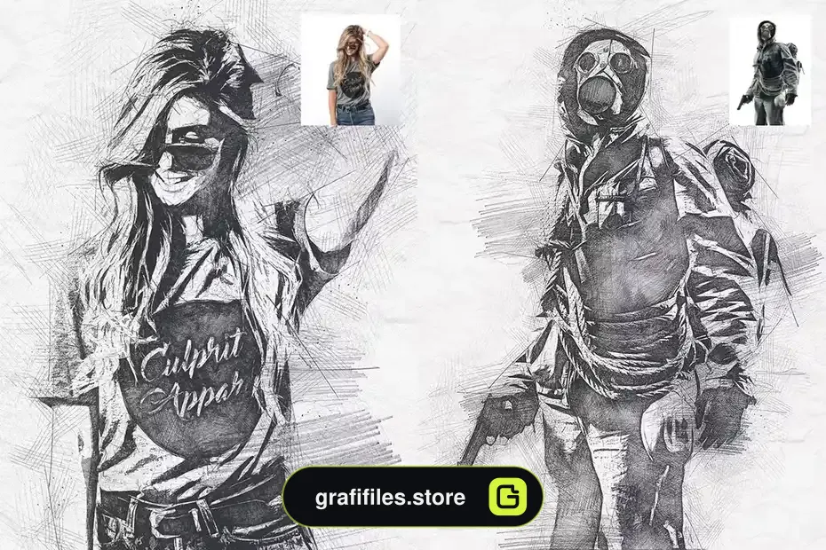 دانلود اکشن فتوشاپ تبدیل عکس به طرح اسکچ Viva Sketch Photoshop Action - 14 اکشن فتوشاپ تبدیل عکس به طرح اسکچ - 13