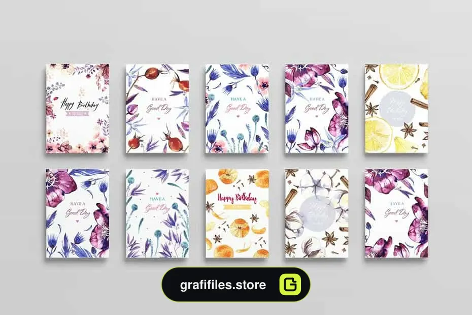 کلیپ آرت گل آبرنگی Watercolor Flowers Pack - 5