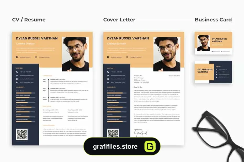 قالب آماده ورد رزومه Creative Resume CV Set - Varshan