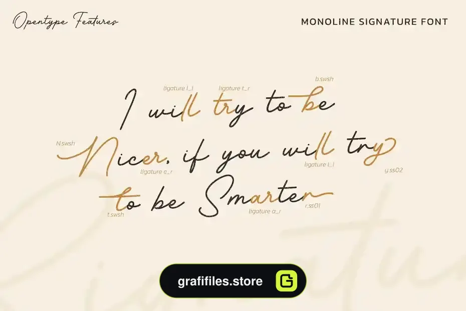 فونت انگلیسی به سبک امضا Barethelly Signature - 17