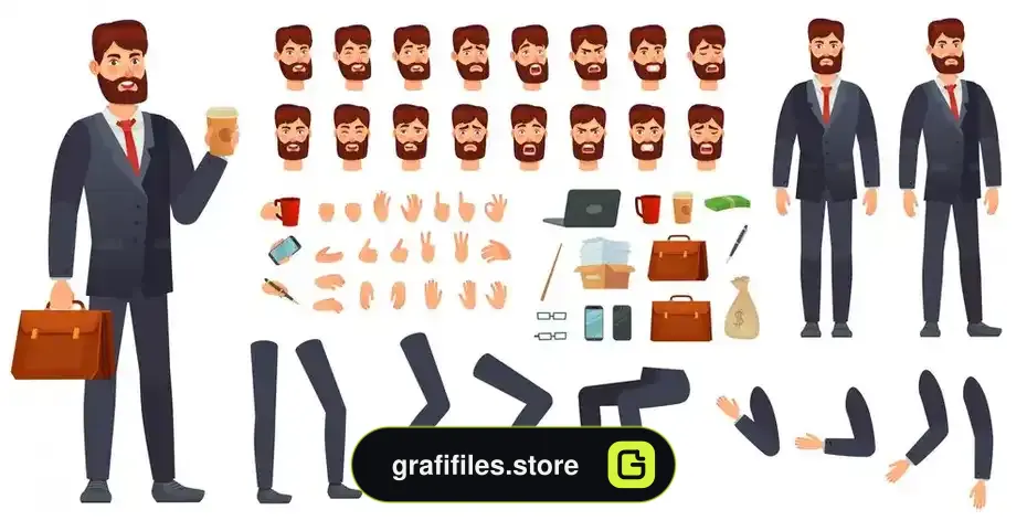 وکتور کاراکتر کارتونی مرد تاجر - 1