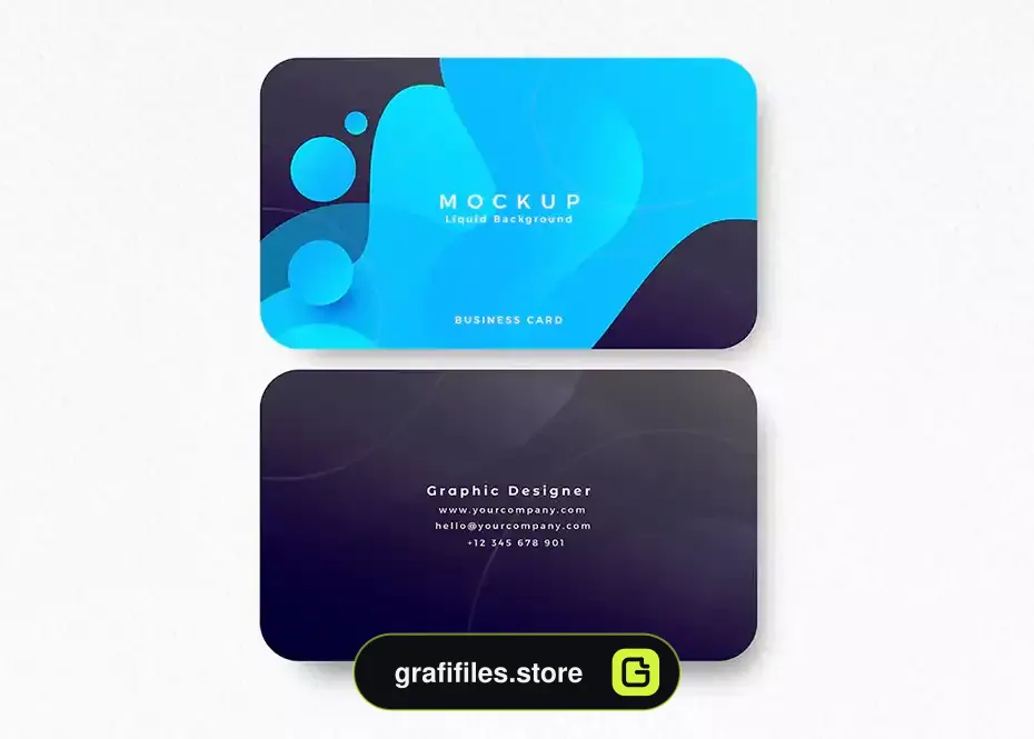 دانلود موکاپ کارت ویزیت مدرن Business card mockup with liquid design - 2 موکاپ کارت ویزیت مدرن - 1