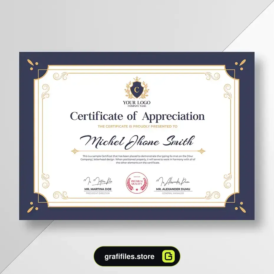 طرح لایه باز لوح تقدیر Certificate of appreciation - 1