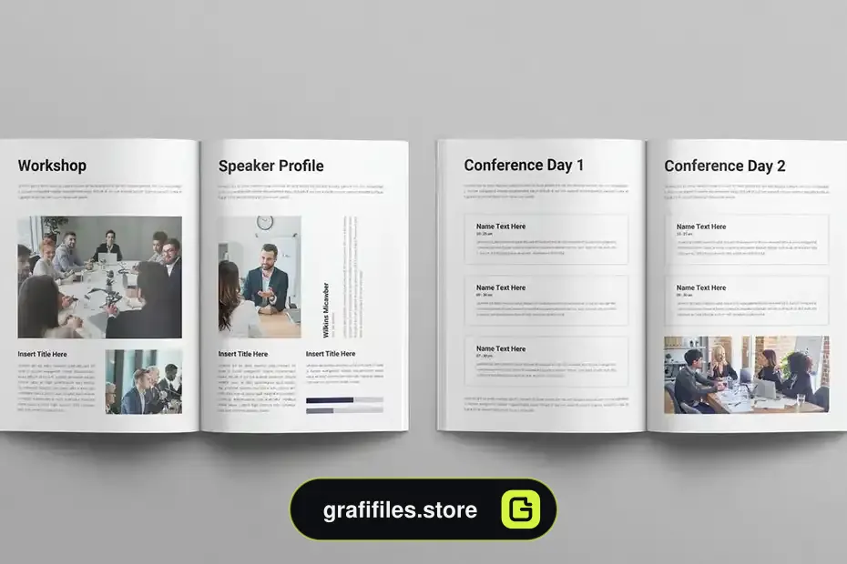 دانلود قالب ایندیزاین دستور کار کنفرانس Conference Agenda Template - 6 قالب ایندیزاین دستور کار کنفرانس - 5