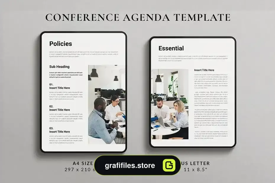 دانلود قالب ایندیزاین دستور کار کنفرانس Conference Agenda Template - 14 قالب ایندیزاین دستور کار کنفرانس - 13