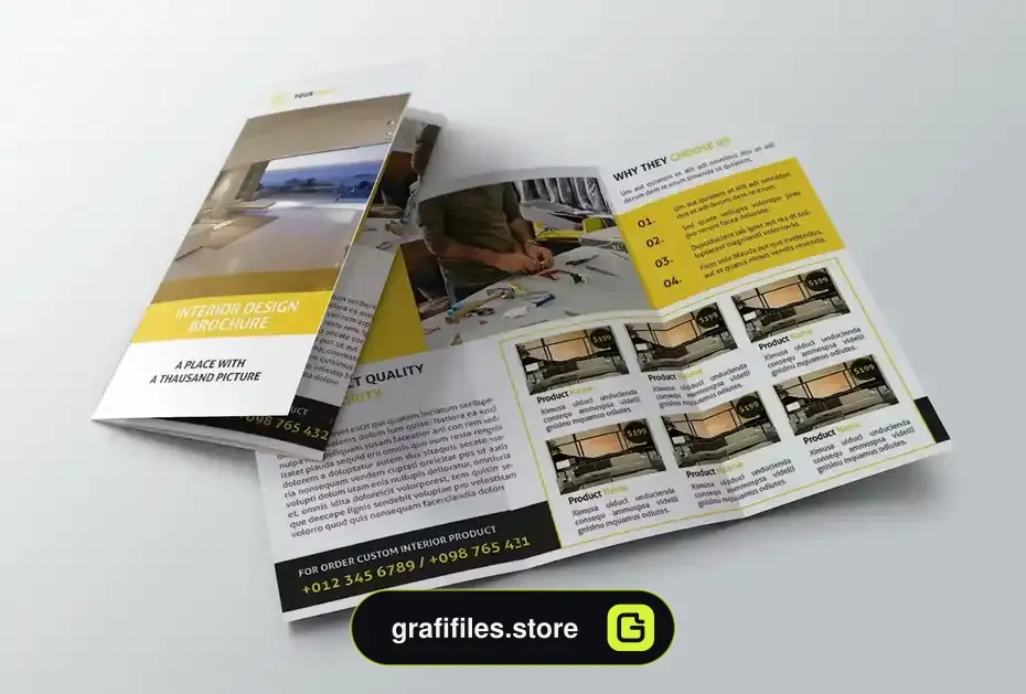 دانلود قالب ایندیزاین بروشور دکوراسیون داخلی سه لت Interior Design Trifold Brochure - 2 قالب ایندیزاین بروشور دکوراسیون داخلی سه لت - 1