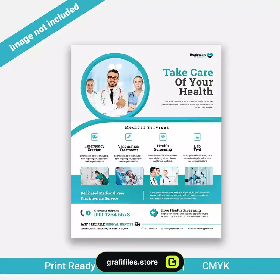 طرح لایه باز تراکت پزشکی Medical flyer - 1