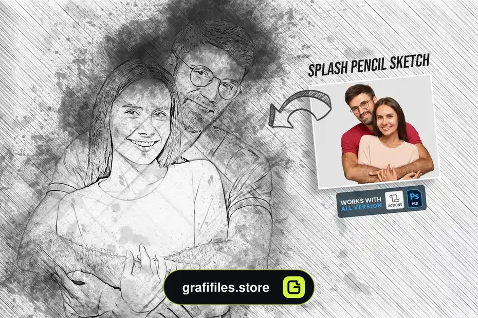 دانلود اکشن فتوشاپ تبدیل عکس به طرح مدادی - 1
