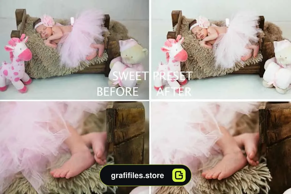 پریست عکس نوزاد برای لایت روم - BANEBERRY Newborn Lightroom Presets - 8 پریست عکس نوزاد - 7