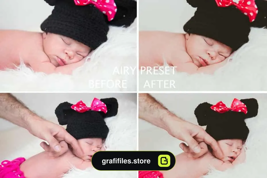 پریست عکس نوزاد برای لایت روم - BANEBERRY Newborn Lightroom Presets - 12 پریست عکس نوزاد - 11