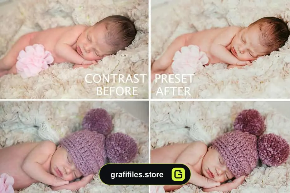 پریست عکس نوزاد برای لایت روم - BANEBERRY Newborn Lightroom Presets - 16 پریست عکس نوزاد - 15