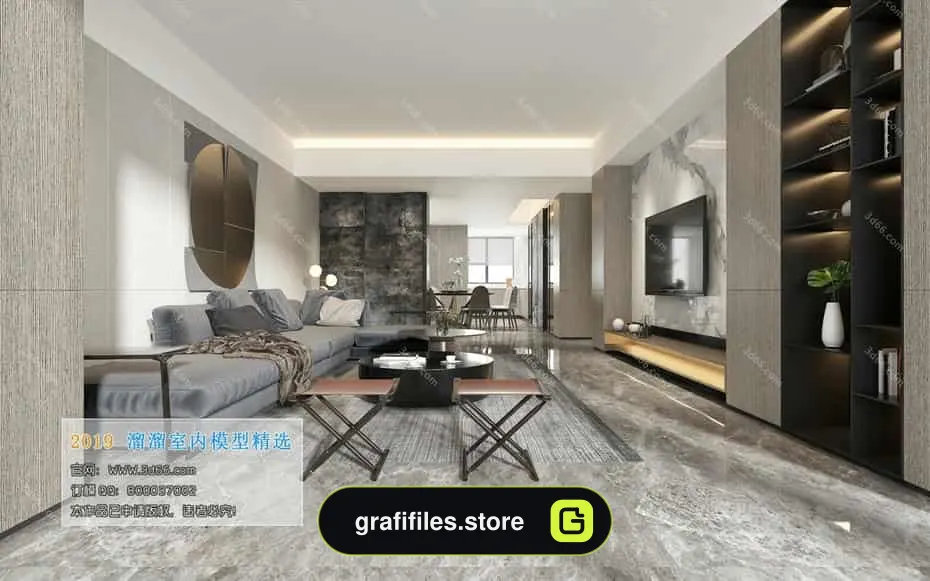 دانلود 400 صحنه آماده سه بعدی اتاق نشیمن در سبک های مختلف از 3D66
