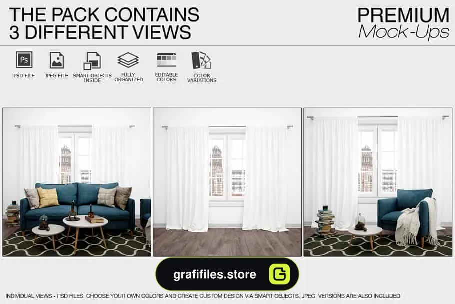 موکاپ پرده Curtains