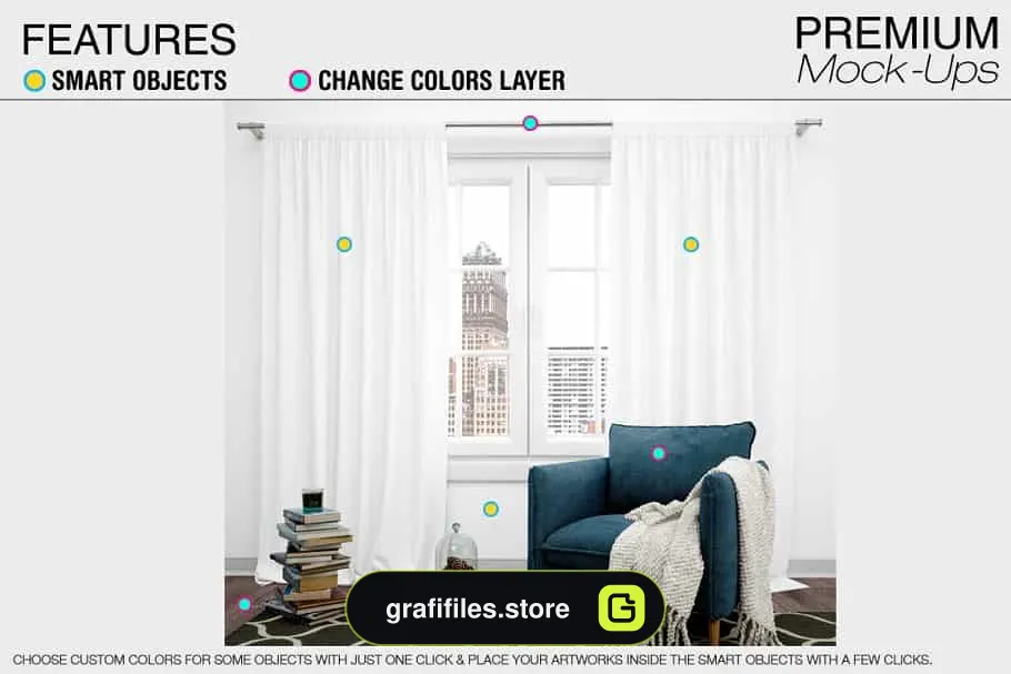 موکاپ پرده Curtains