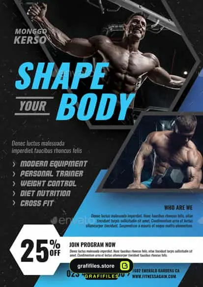 فایل لایه باز تراکت باشگاه بدن سازی Fitness