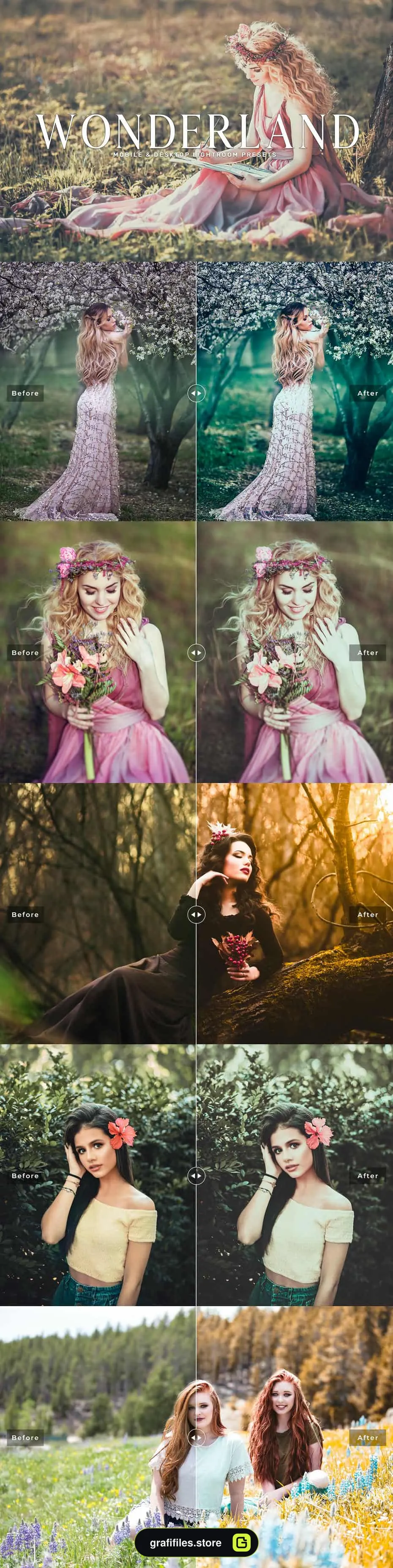 مجموعه پریست عکس هنری برای لایت روم - Wonderland Lightroom Presets Pack - 1 پریست عکس هنری