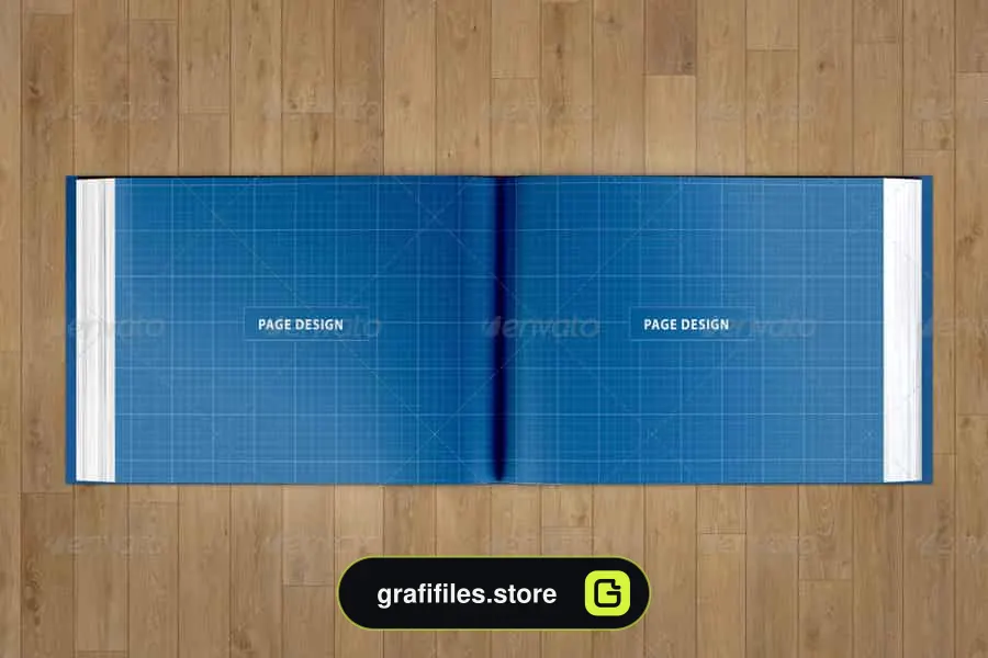موکاپ کتاب A4 Landscape Book Mock-Up