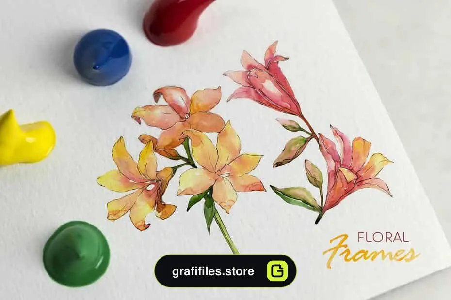 دانلود کلیپ آرت آبرنگی گل Amaryllis Watercolor png - 5 کلیپ آرت آبرنگی گل Amaryllis - 4
