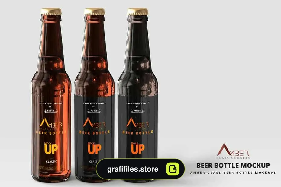 موکاپ بطری نوشیدنی Amber Glass 