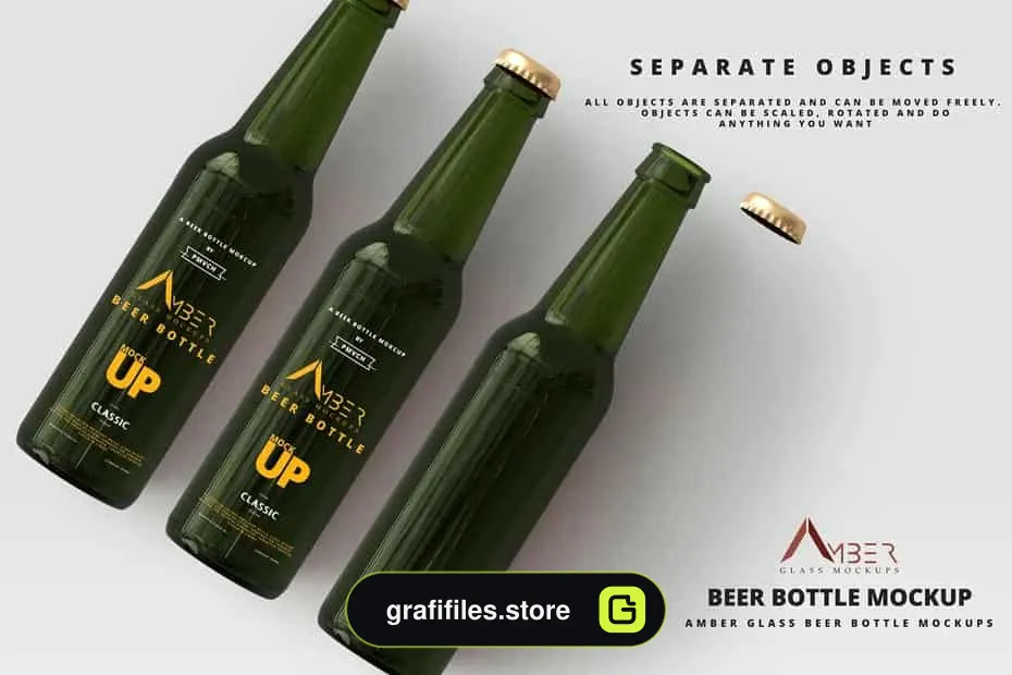 موکاپ بطری نوشیدنی Amber Glass - 7