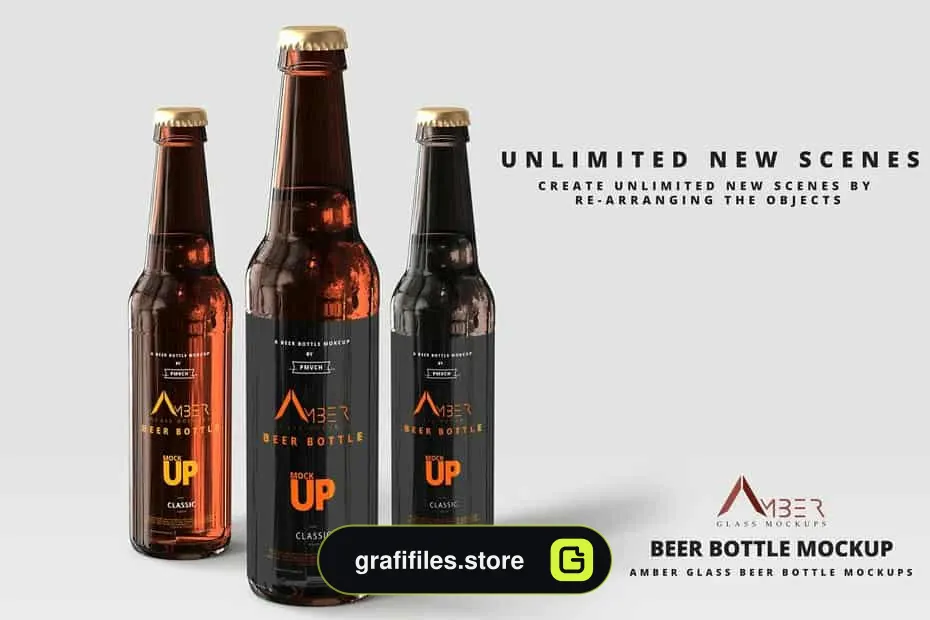 موکاپ بطری نوشیدنی Amber Glass - 9