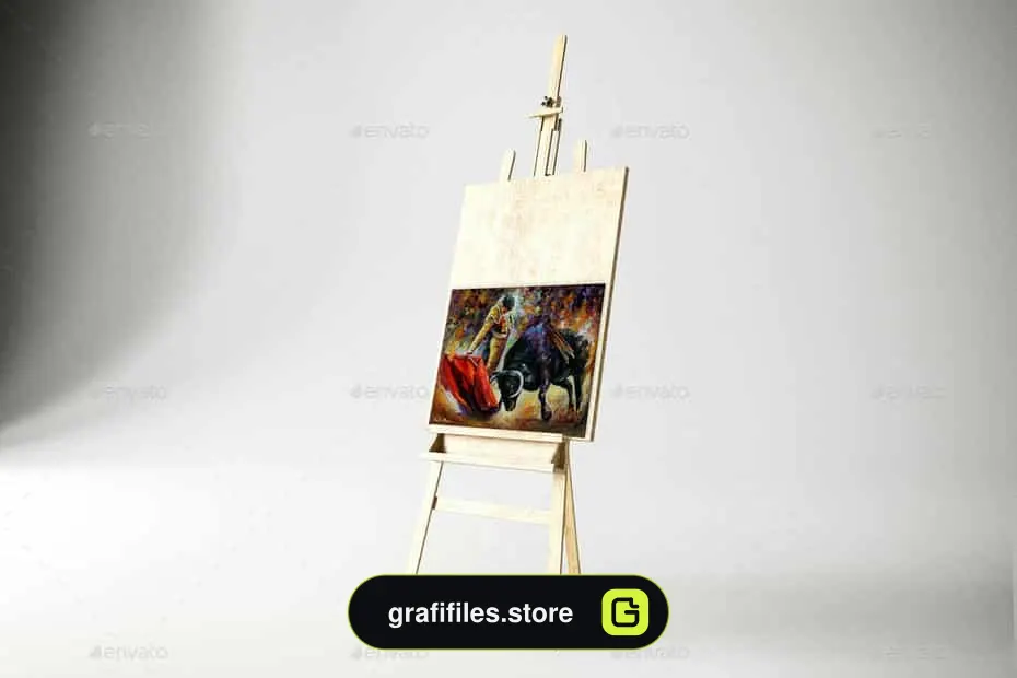موکاپ بوم نقاشی در استودیو