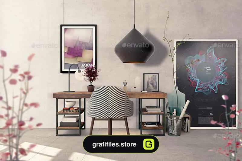 موکاپ میز کار Interior Work Desk