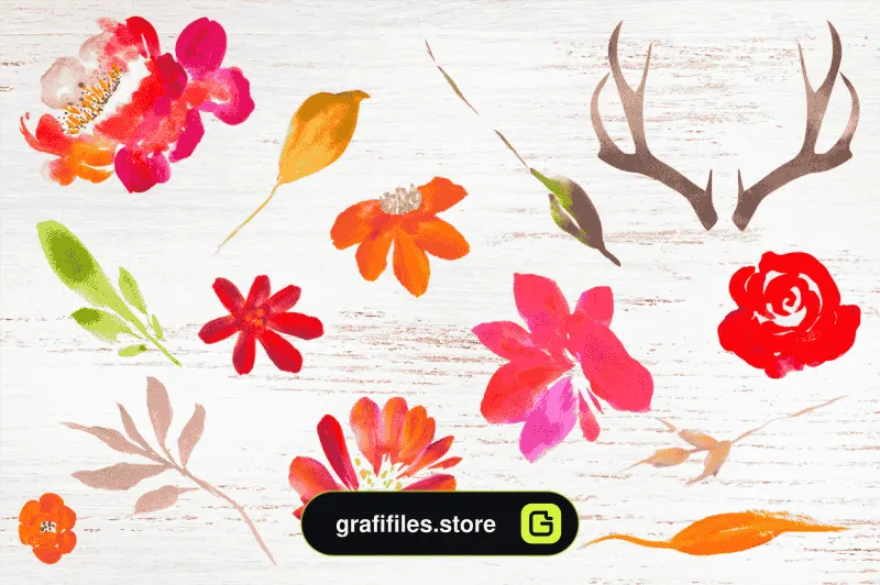 دانلود کلیپ آرت دسته گل پاییزی آبرنگی Autumn Watercolor Flower Bouquet Builder - 3 کلیپ آرت دسته گل پاییزی آبرنگی - 2