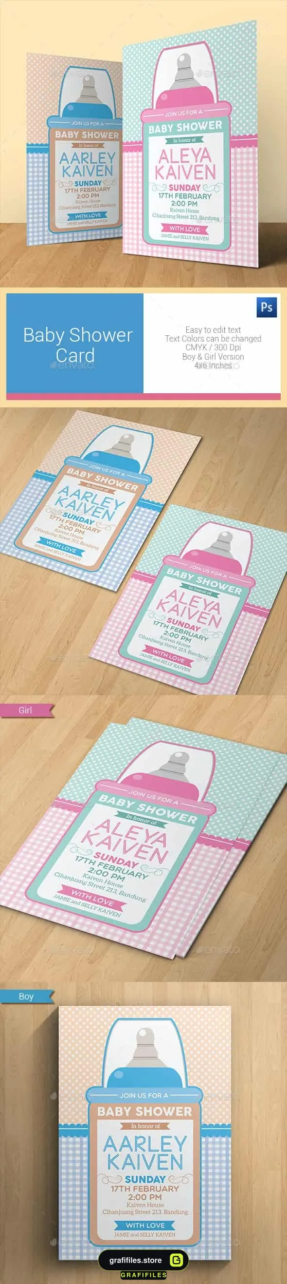 فایل لایه باز کارت دعوت Baby Shower Card