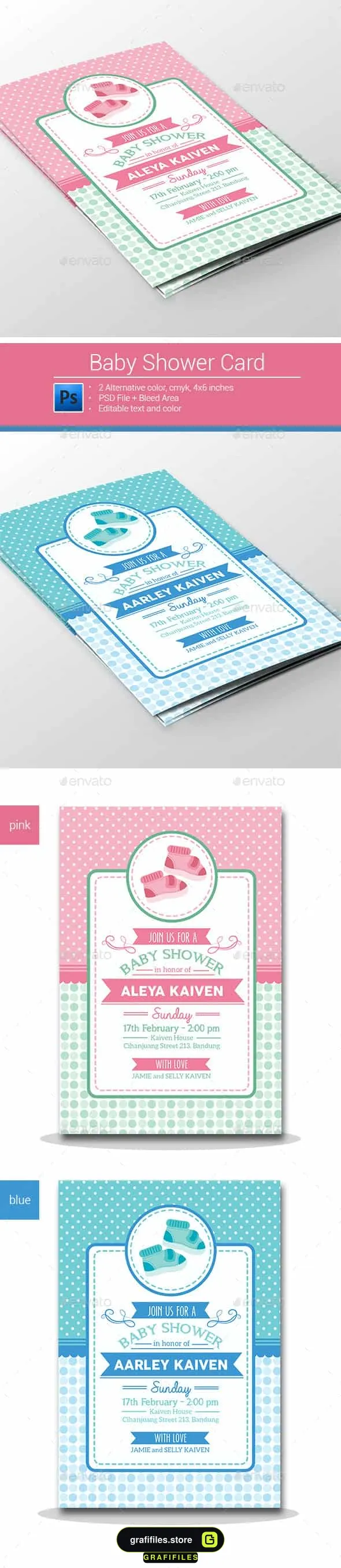 فایل لایه باز کارت دعوت Baby Shower Invitation