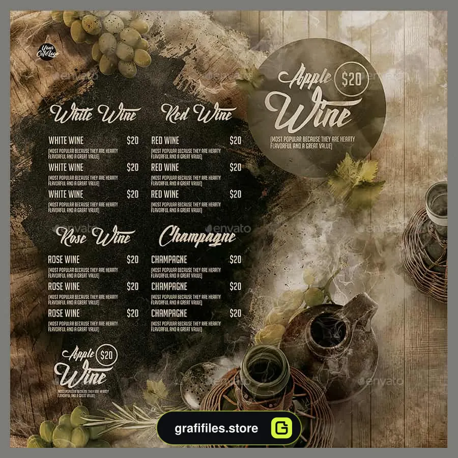 فایل لایه باز منو کافی شاپ Bar Menu
