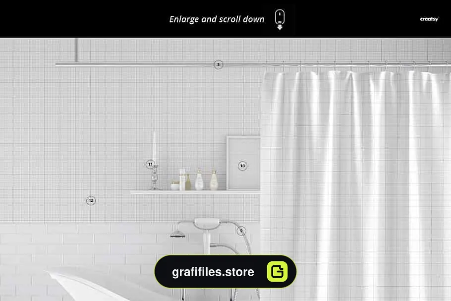 موکاپ پرده حمام Bath Curtain Mockup 4