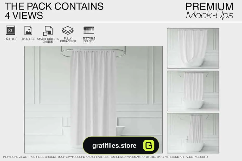 موکاپ پرده حمام Bath Curtain Mockup Pack