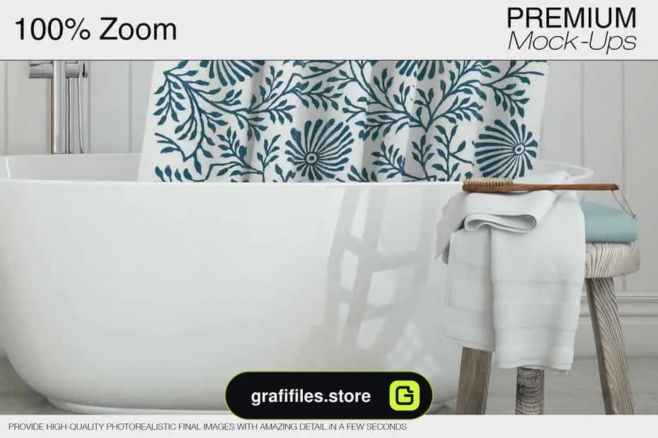 موکاپ پرده حمام Bath Curtain Mockup Pack 2