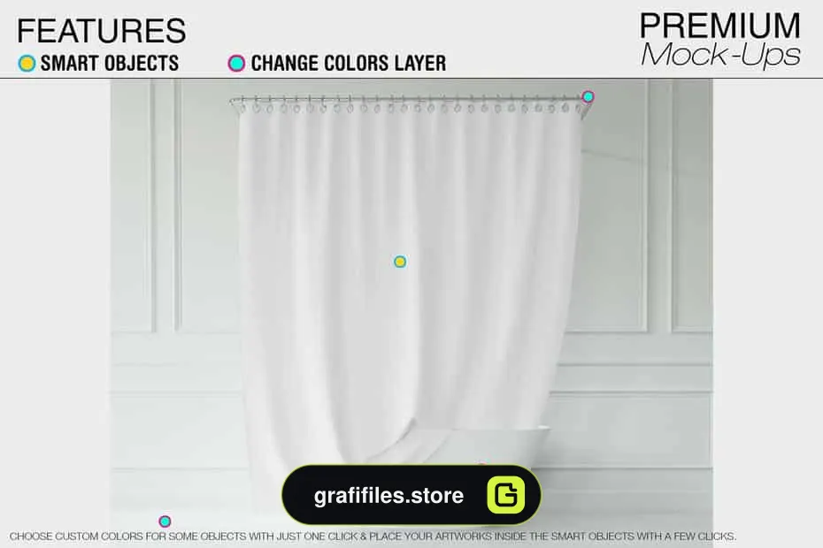 موکاپ پرده حمام Bath Curtain Mockup Pack