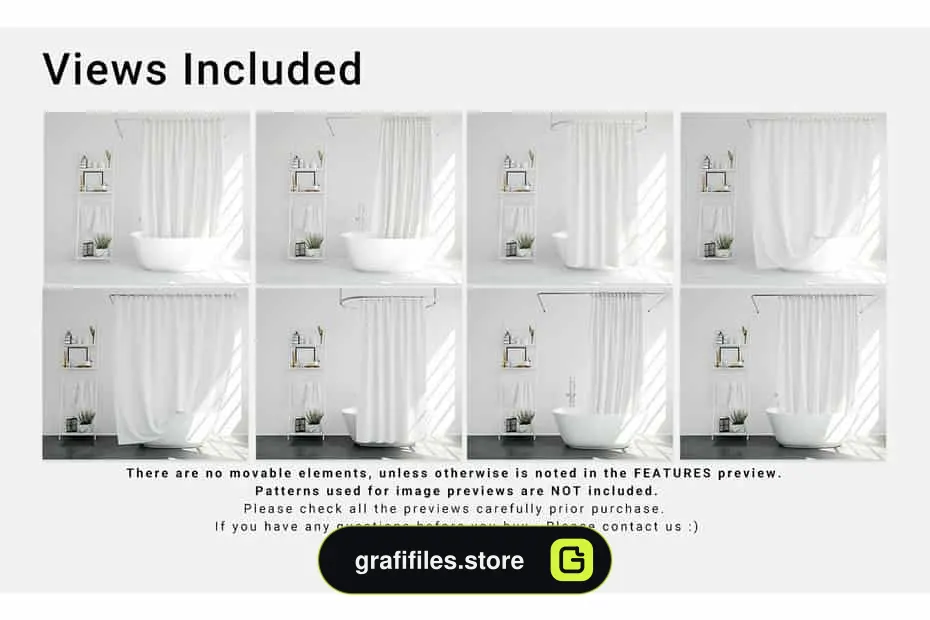 موکاپ پرده حمام Bath Curtain Mockup Pack 3