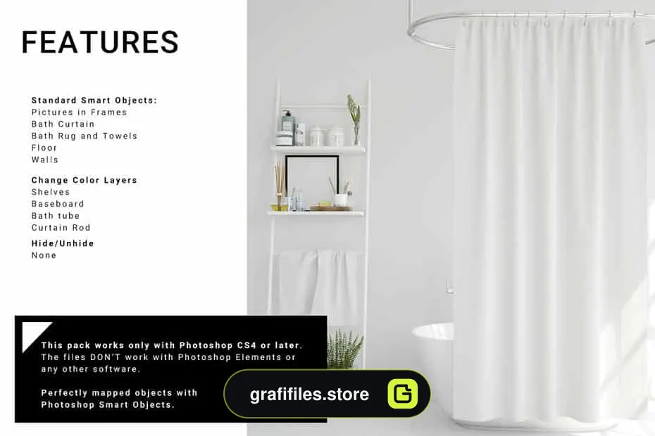 موکاپ پرده حمام Bath Curtain Mockup Pack 3