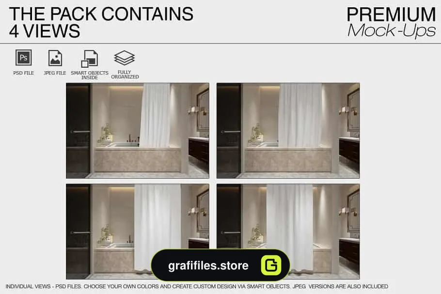 موکاپ پرده حمام Bath Curtain Mockups
