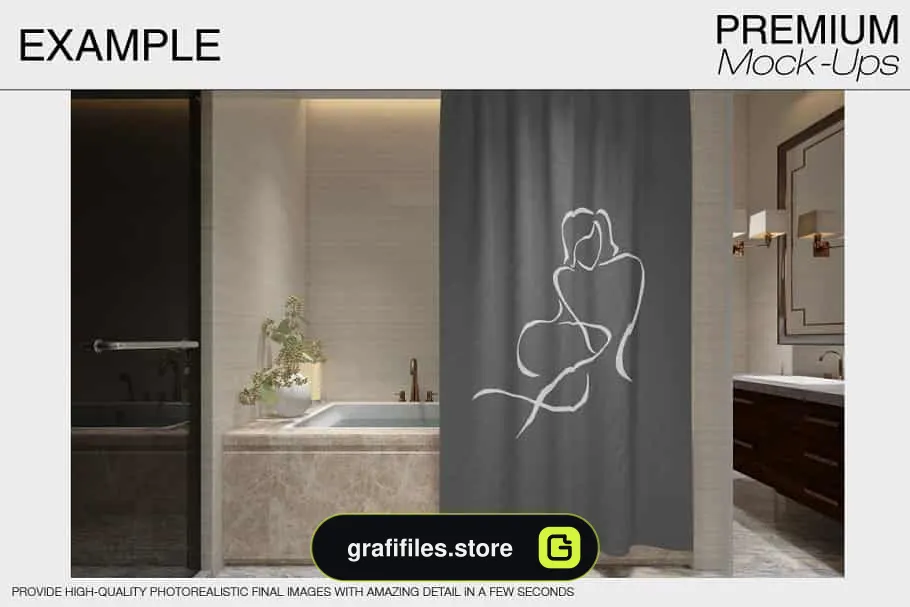 موکاپ پرده حمام Bath Curtain Mockups