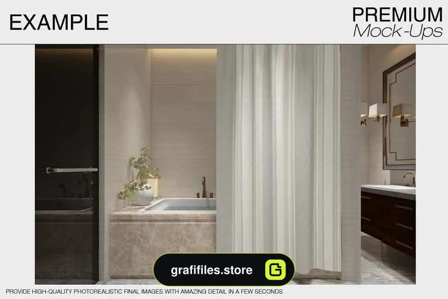 موکاپ پرده حمام Bath Curtain Mockups